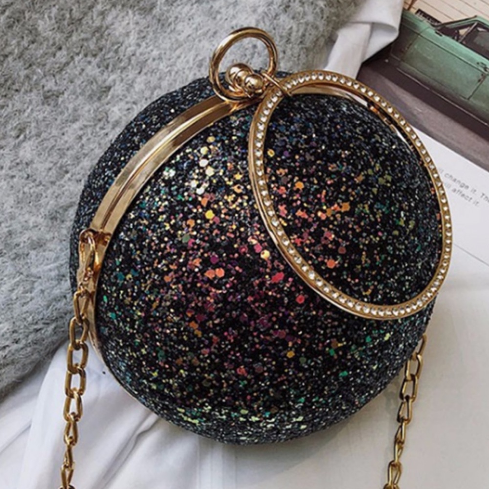 Rhinestone round clutch